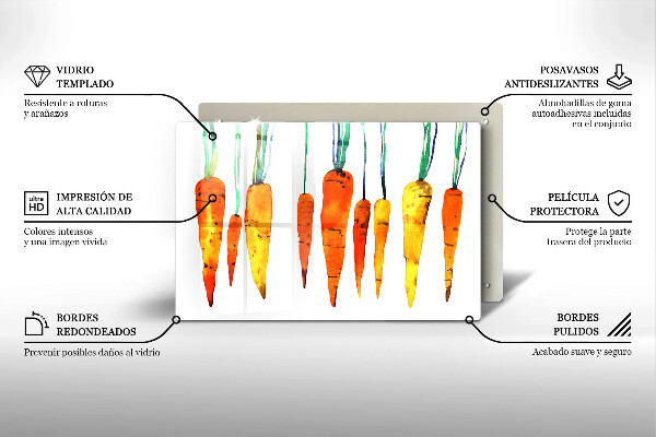 Kuchynská doska zo skla Mrkva ilustrácie