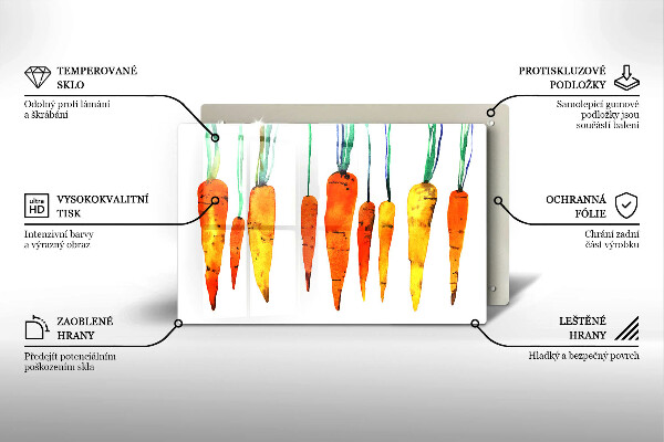 Kuchynská doska zo skla Mrkva ilustrácie