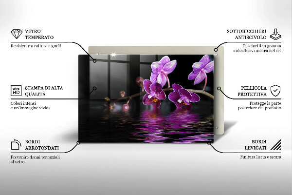 Kuchynská doska zo skla Orchideová zenová voda
