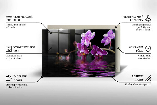 Kuchynská doska zo skla Orchideová zenová voda