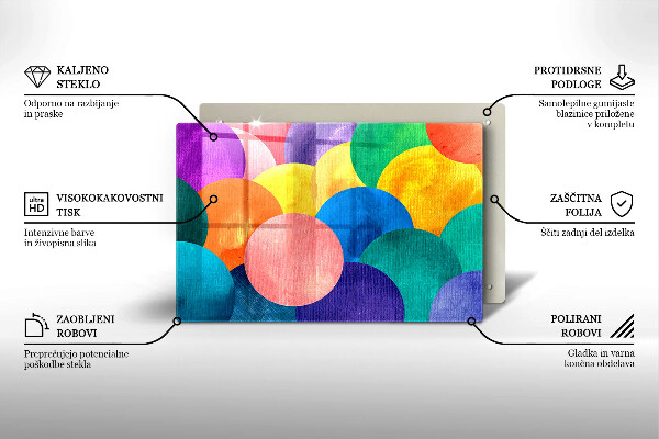 Kuchynská doska zo skla Farebné kruhy