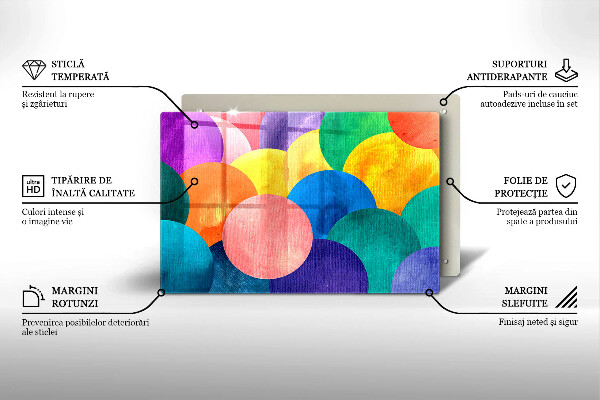 Kuchynská doska zo skla Farebné kruhy