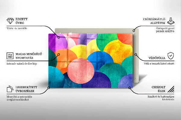 Kuchynská doska zo skla Farebné kruhy