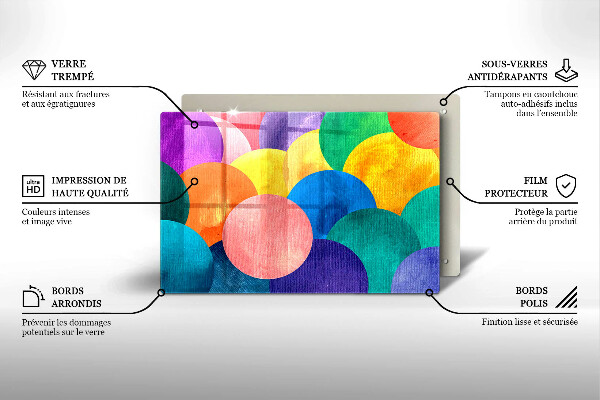 Kuchynská doska zo skla Farebné kruhy