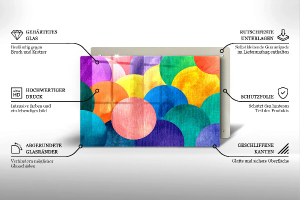 Kuchynská doska zo skla Farebné kruhy