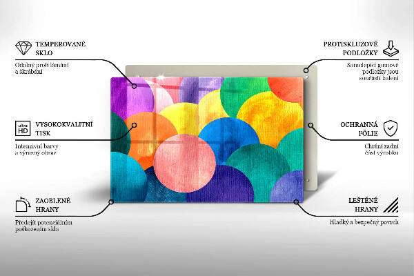 Kuchynská doska zo skla Farebné kruhy