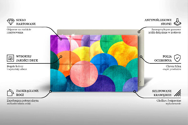 Kuchynská doska zo skla Farebné kruhy