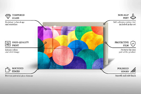 Kuchynská doska zo skla Farebné kruhy