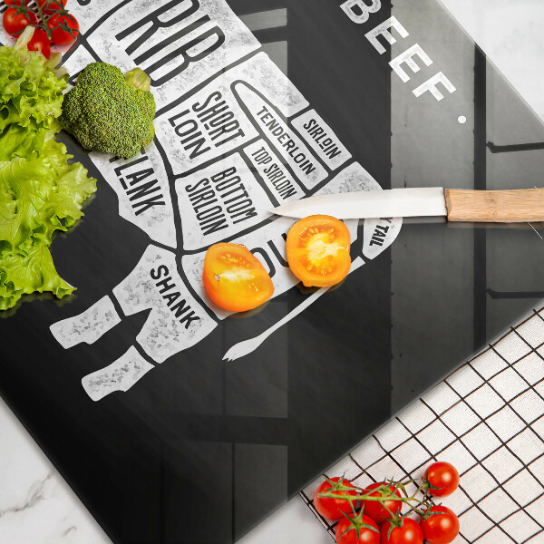 Kuchynská doska zo skla Kravské mäso hovädzie mäso
