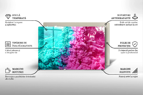 Kuchynská doska zo skla Tyrkysovo-ružový dym