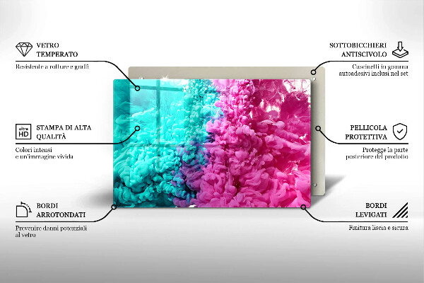 Kuchynská doska zo skla Tyrkysovo-ružový dym