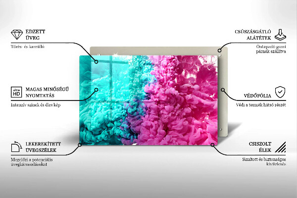 Kuchynská doska zo skla Tyrkysovo-ružový dym