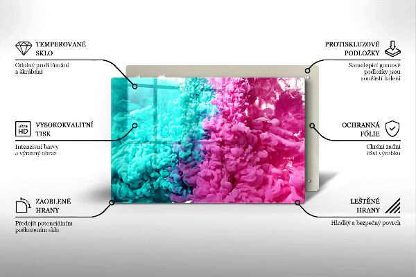 Kuchynská doska zo skla Tyrkysovo-ružový dym