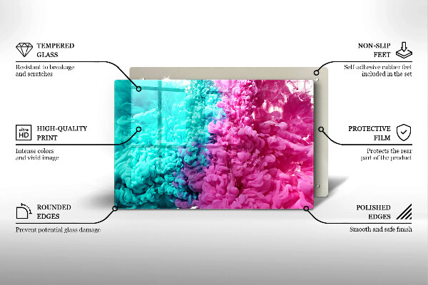 Kuchynská doska zo skla Tyrkysovo-ružový dym