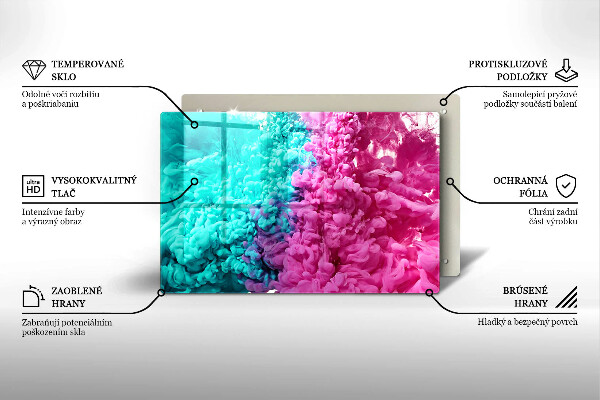 Kuchynská doska zo skla Tyrkysovo-ružový dym