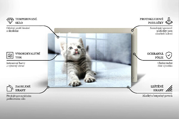 Kuchynská doska zo skla Malé roztomilé mačiatko