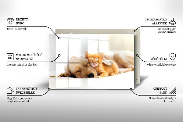 Kuchynská doska zo skla Zvieratá pes a mačka