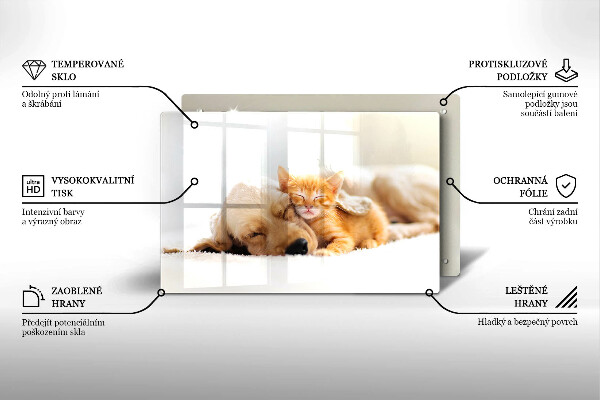 Kuchynská doska zo skla Zvieratá pes a mačka