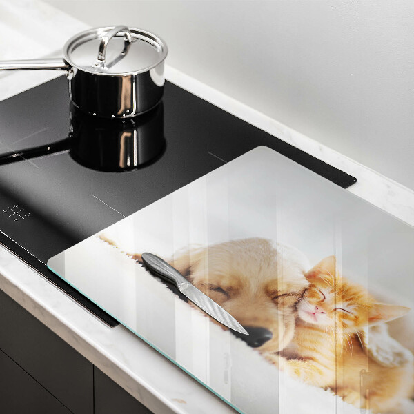 Kuchynská doska zo skla Zvieratá pes a mačka