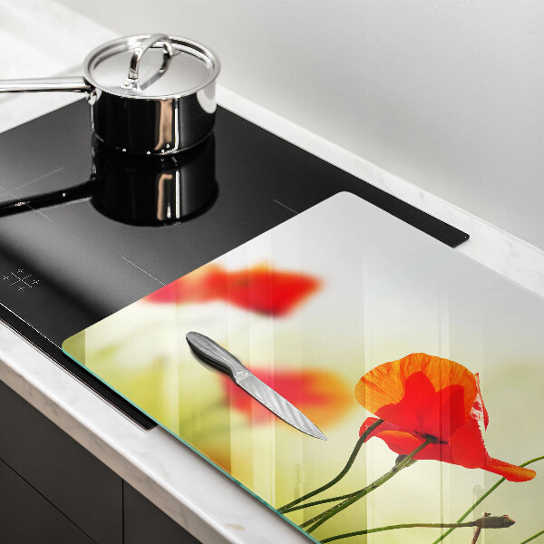 Kuchynská doska zo skla Červené kvety maku