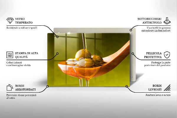 Kuchynská doska zo skla Olivový olej a olivy