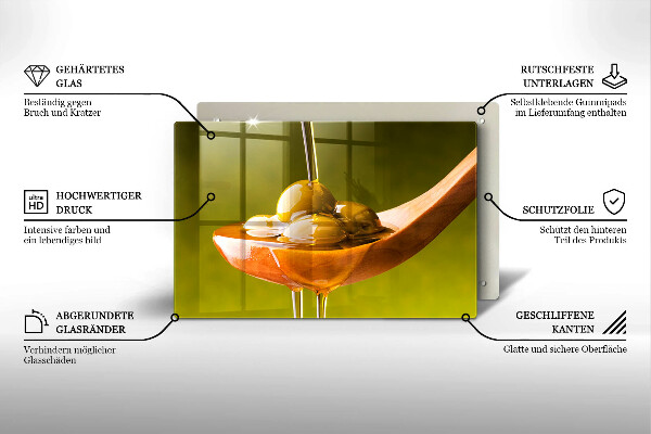 Kuchynská doska zo skla Olivový olej a olivy