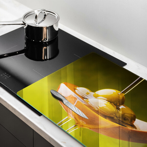 Kuchynská doska zo skla Olivový olej a olivy