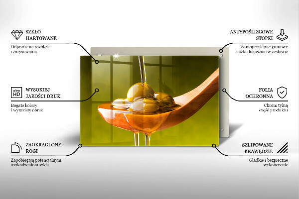 Kuchynská doska zo skla Olivový olej a olivy