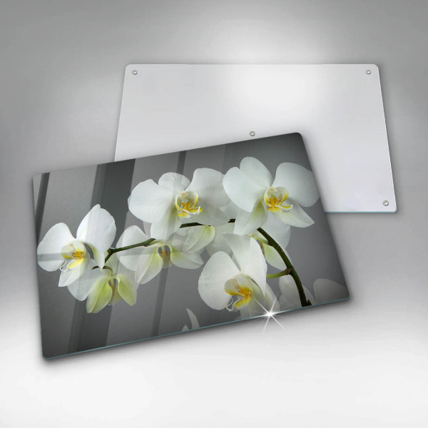 Kuchynská doska zo skla Biele kvety orchideí
