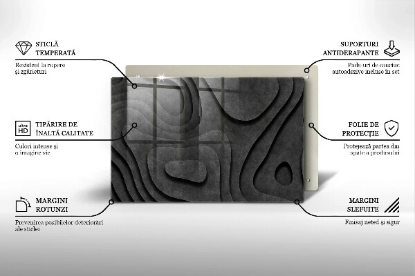 Kuchynská doska zo skla 3D tvary kameňov