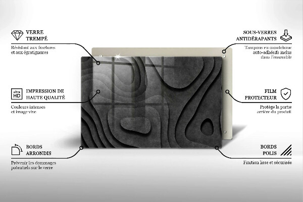 Kuchynská doska zo skla 3D tvary kameňov