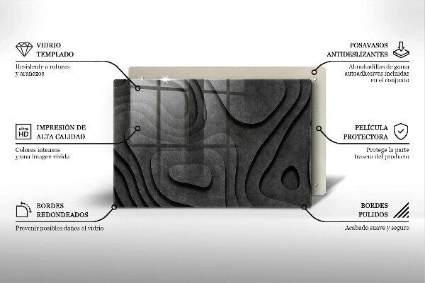 Kuchynská doska zo skla 3D tvary kameňov