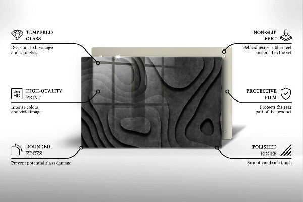 Kuchynská doska zo skla 3D tvary kameňov