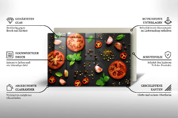 Kuchynská doska zo skla Paradajky a korenie