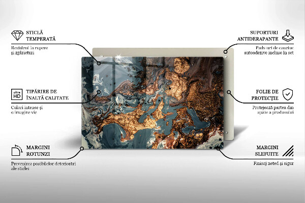 Kuchynská doska zo skla Zlatá skalná štruktúra