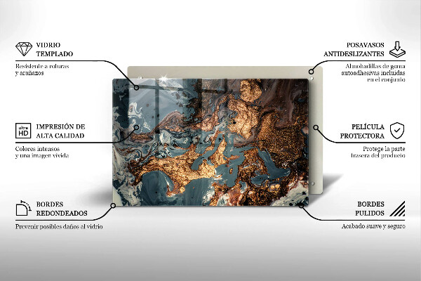 Kuchynská doska zo skla Zlatá skalná štruktúra