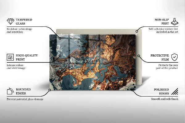 Kuchynská doska zo skla Zlatá skalná štruktúra