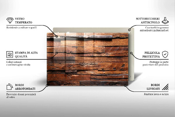 Kuchynská doska zo skla Dekoratívne drevené dosky