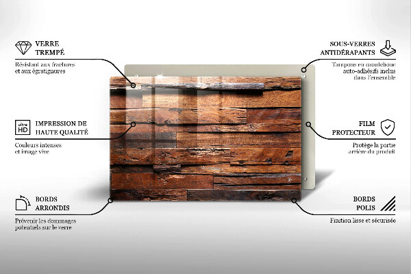 Kuchynská doska zo skla Dekoratívne drevené dosky