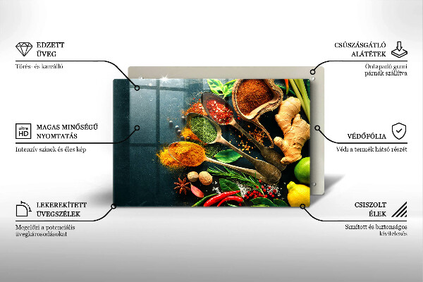 Kuchynská doska zo skla Lyžičky kuchynského korenia