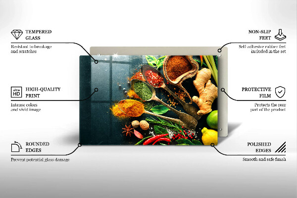 Kuchynská doska zo skla Lyžičky kuchynského korenia