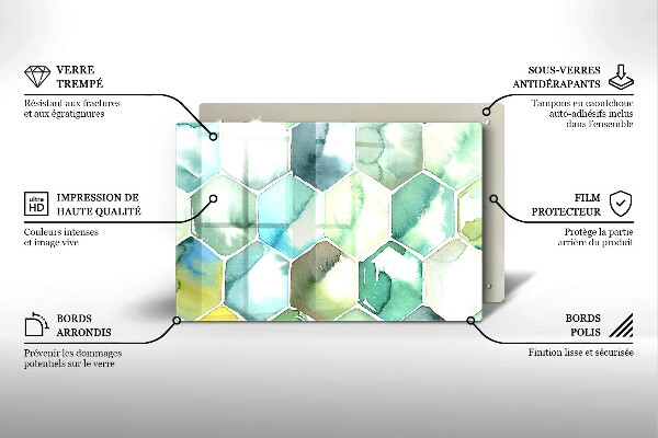 Kuchynská doska zo skla Akvarelové šesťuholníky