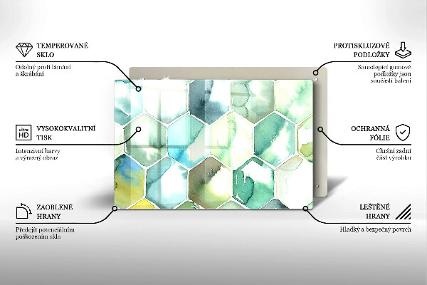 Kuchynská doska zo skla Akvarelové šesťuholníky