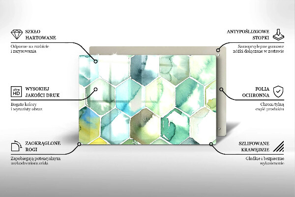 Kuchynská doska zo skla Akvarelové šesťuholníky