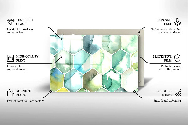 Kuchynská doska zo skla Akvarelové šesťuholníky