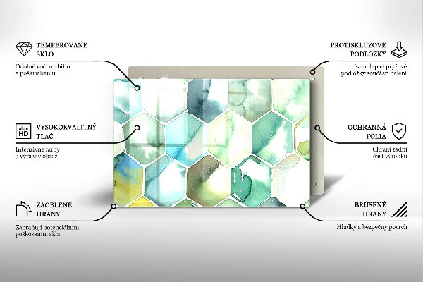 Kuchynská doska zo skla Akvarelové šesťuholníky