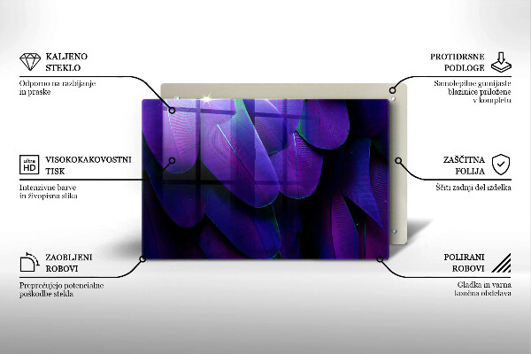Kuchynská doska zo skla Neónové pierka