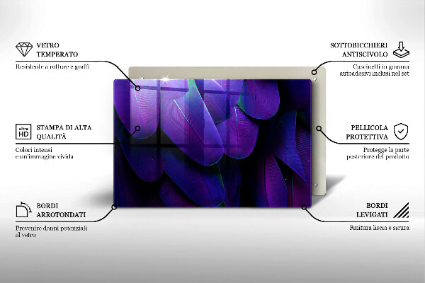Kuchynská doska zo skla Neónové pierka