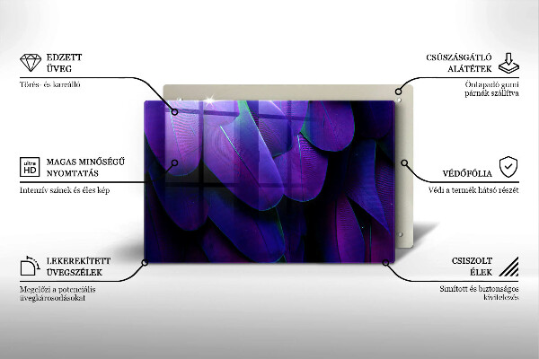 Kuchynská doska zo skla Neónové pierka