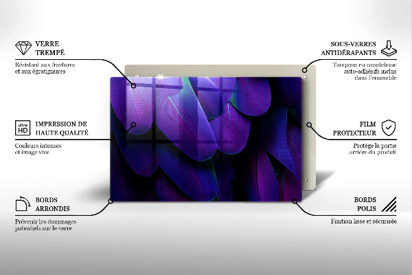 Kuchynská doska zo skla Neónové pierka